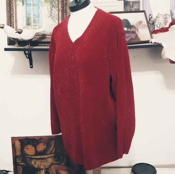 Womens Red knit Sweater Plus A LITTLE EXTRA SPICE - Picture 5 of 11